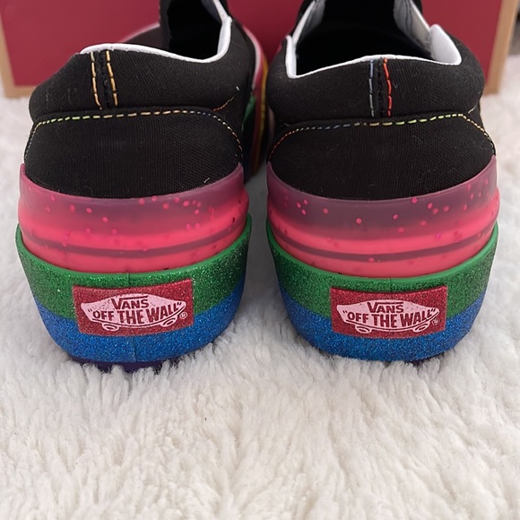 Platform Rainbow Glitter Vans Slip-on. Rare! - Picture 5 of 7